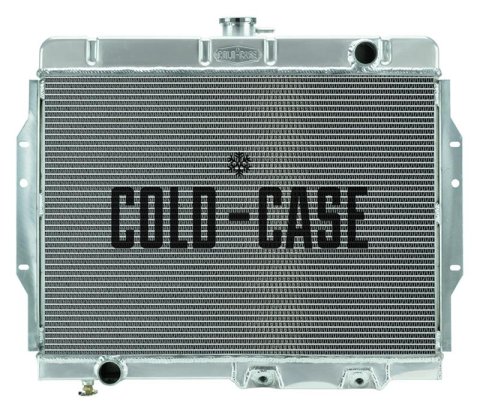 Cold Case Performance Aluminum Radiators for 1968-1970 AMX, 1968-1974 JAVELIN - AMC100A Radiator, Performance, Aluminum, Polished, Downflow, 2 Row, Transmission Cooler, AMC, Javelin, Each