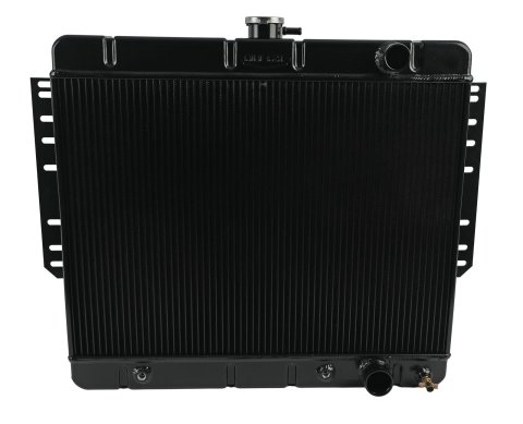 Cold Case Night Rider Series Performance Aluminum Radiators for 1961-1965 IMPALA - CHI565AB Radiator, Performance, Aluminum, Black, Downflow, 2-Row, Transmission Cooler, Chevy, Impala, Each