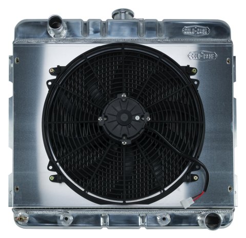 Cold Case Performance Aluminum Radiator Modules for 1971-1972 VALIANT, DUSTER, 1970-1972 DART - MOP755AK Radiator, Performance, Module, Aluminum, Polished, Downflow, 2 Row, Transmission Cooler, Single 16 in. Fan, Dodge, Plymouth, Small Block, Kit