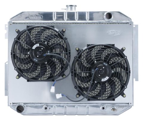 Cold Case Performance Aluminum Radiator Modules MOP757AK Radiator, Performance, Module, Aluminum, Polished, Downflow, 2 Row, Transmission Cooler, Dual 12 in. Fans, Chrysler, Dodge, Plymouth, Kit