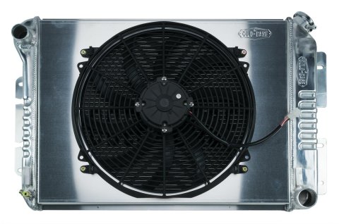 Cold Case Performance Aluminum Radiator Modules CHC11K Radiator, Performance, Module, Aluminum, Polished, Crossflow, 2 Row, Single Fan, Chevy, Pontiac, Kit