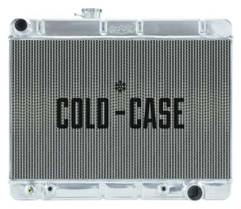 Cold Case Performance Aluminum Radiators for 1964-1967 GTO, LEMANS, TEMPEST - GPG34AS Radiator, Performance, Aluminum, Polished, Downflow, 2 Row, Transmission Cooler, Heavy Duty, Pontiac, Each