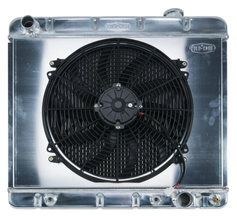 Cold Case Performance Aluminum Radiator Modules GMT555AK Radiator, Performance, Module, Aluminum, Polished, Downflow, 2 Row, Transmission Cooler, Single 16 in. Fan, Chevy, GMC, Kit
