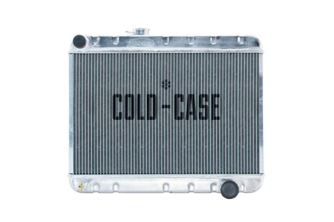 Cold Case Performance Aluminum Radiators for 1966-1967 GTO, LEMANS, TEMPEST - GPG38A Radiator, Performance, Aluminum, Polished, Downflow, 2 Row, Transmission Cooler, Pontiac, Each