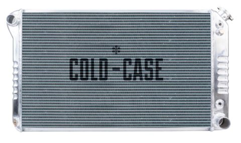 Cold Case Performance Aluminum Radiators GMT556A21-1 Radiator, Performance, Aluminum, Polished, Downflow, 2 Row, with Transmission Cooler, 1.5 in. Lower Outlet, Chevrolet, GMC, Each