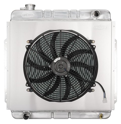 Cold Case Performance Aluminum Radiator Modules for 1953-1956 F-100, F-250, F-350 - FOT576-5K Radiator, Performance, Module, Aluminum, Polished, Downflow, 2 Row, Single 16 in. Fan, Swap, Ford, Kit