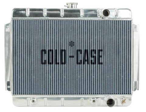 Cold Case Performance Aluminum Radiators for 1964-1965 CHEVELLE, EL CAMINO - CHE541A Radiator, Performance, Aluminum, Polished, Downflow, 2 Row, Transmission Cooler, Chevy, Each