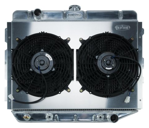 Cold Case Performance Aluminum Radiator Modules MOP750AK Radiator, Performance, Module, Aluminum, Polished, Downflow, 2 Row, Transmission Cooler, Dual 12 in. Fans, Dodge, Plymouth, Kit