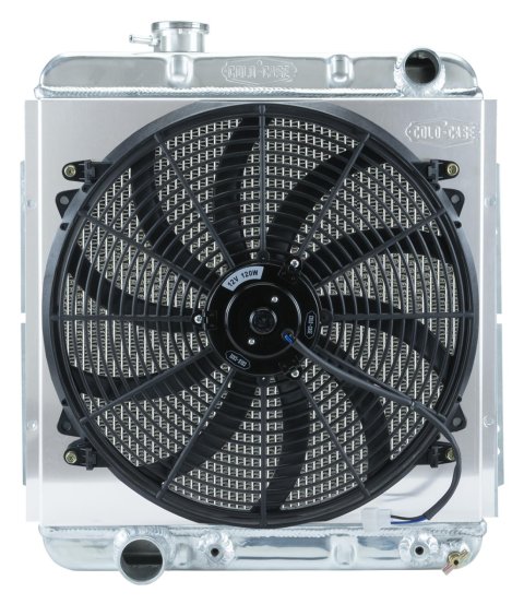 Cold Case Performance Aluminum Radiator Modules for 1962-1965 COMET, 1963-1965 FALCON, 1964-1966 MUSTANG - FOM564A-5K Radiator, Performance, Module, Aluminum, Polished, Downflow, 2 Row, Transmission Cooler, Engine Swap, Ford, Mercury, Small Block,