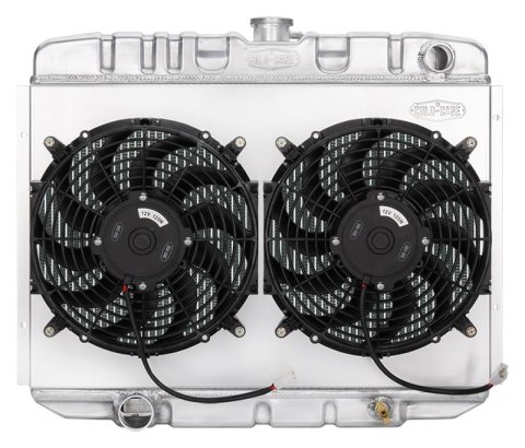 Cold Case Performance Aluminum Radiator Modules for 1967-1970 MUSTANG - FOM588K Radiator, Performance, Module, Aluminum, Polished, Downflow, 2 Row, Dual Fans, Ford, Kit