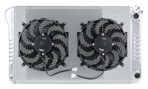 Cold Case Performance Aluminum Radiator Modules for 1970-1981 CAMARO, FIREBIRD - CHC557AK Radiator, Performance, Module, Aluminum, Polished, Crossflow, 2 Row, Transmission Cooler, Single 12 in. Fan, Chevy, Pontiac, LS Swap, Kit