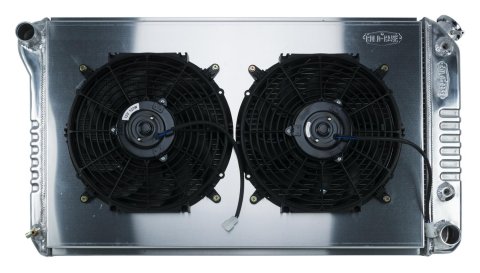 Cold Case Performance Aluminum Radiator Modules GMA42AK Module, Aluminum, Polished, 2-Row, Transmission Cooler, Dual 12 in. Fans, Chevy, Buick, Oldsmobile, Pontiac, Pontiac, Kit