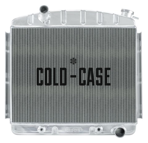 Cold Case Performance Aluminum Radiators CHT563A-7 Radiator, Performance, Aluminum, Polished, Downflow, 2 Row, Transmission Cooler, Chevy, 1957, Tri-Five, L6, Each