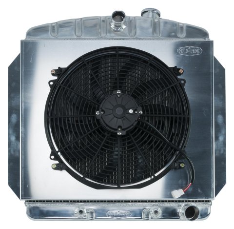 Cold Case Performance Aluminum Radiator Modules GMT554AK Radiator, Performance, Module, Aluminum, Polished, Crossflow, 2 Row, Transmission Cooler, Single 16 in. Fan, Chevy, GMC, Kit