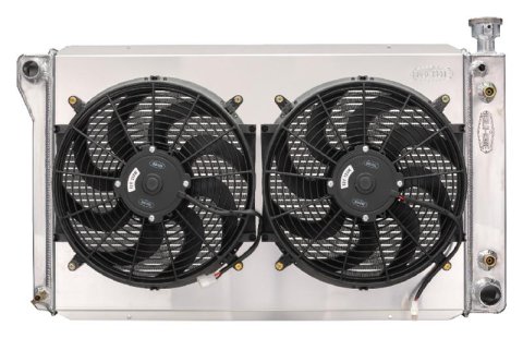 Cold Case Performance Aluminum Radiator Modules GMT572ASK Radiator, Performance, Module, Aluminum, Polished, Crossflow, Dual 14 in. Fans, 2 Row, Cadillac, Chevrolet, GMC, Kit