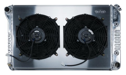 Cold Case Performance Aluminum Radiator Modules for 1970-1981 CAMARO - CHC545AK Radiator, Performance, Module, Aluminum, Polished, Crossflow, 2 Row, Transmission Cooler, Dual 12 in. Fans, Chevrolet, Kit