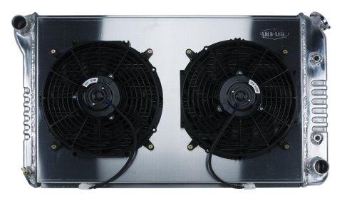 Cold Case Performance Aluminum Radiator Modules for 1970-1981 FIREBIRD - GPF18AK Radiator, Performance, Module, Aluminum, Polished, Crossflow, 2 Row, Transmission Cooler, Dual 12 in. Fans, Pontiac, Kit