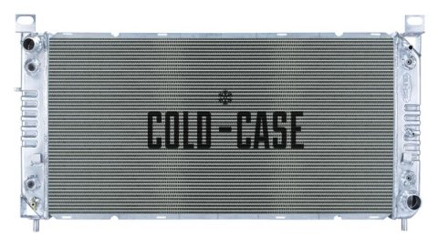 Cold Case Performance Aluminum Radiators GMT569A Radiator, Performance, Aluminum, Polished, Crossflow, 2 Row, Transmission Cooler, Chevy, GMC, Truck, Models with Engine Oil Cooler, Each
