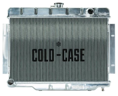 Cold Case Performance Aluminum Radiators for 1970-1983 CJ5, 1976-1985 CJ7, 1981-1985 SCRAMBLER - MOJ990A Radiator, Performance, Aluminum, Polished, Downflow, 2 Row, Transmission Cooler, Jeep, CJ, Each