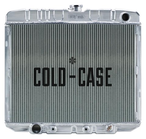 Cold Case Performance Aluminum Radiators for 1966-1967 FAIRLANE - FOF585A Radiator, Performance, Aluminum, Polished, Downflow, 2 Row, Transmission Cooler, Ford, Fairlane, Each