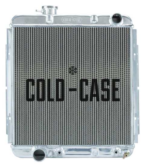 Cold Case Performance Aluminum Radiators for 1962-1965 COMET, 1963-1965 FALCON, 1964-1966 MUSTANG - FOM564A-5 Radiator, Performance, Aluminum, Polished, Downflow, 2 Row, Transmission Cooler, Engine Swap, Ford, Mercury, 5.0L, Each