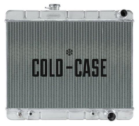 Cold Case Performance Aluminum Radiators for 1965 GTO, LEMANS, TEMPEST - GPG20 Radiator, Performance, Aluminum, Polished, Downflow, 2 Row, Transmission Cooler, Pontiac, Each