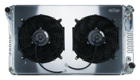 Cold Case Performance Aluminum Radiator Modules GMT558ASK Radiator, Performance, Module, Aluminum, Polished, Crossflow, 2 Row, Dual 14 in. Fans, Chevrolet, GMC, Kit