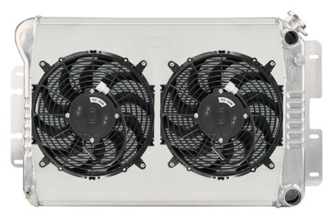 Cold Case Performance Aluminum Radiator Modules CHC547ASK Radiator, Performance, Module, Aluminum, Polished, Crossflow, 2 Row, Dual 12 in. Fans, Chevy, Pontiac, LS Swap, Kit