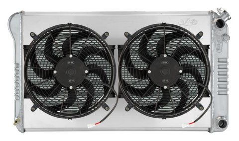 Cold Case Performance Aluminum Radiator Modules GMA546ASK Radiator, Performance, Module, Aluminum, Polished, Crossflow, 2 Row, Dual 14 in. Fans, Kit