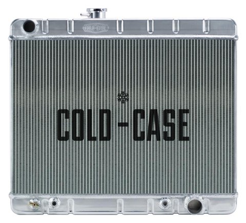Cold Case Performance Aluminum Radiators for 1966-1967 GTO, LEMANS, TEMPEST - GPG34A Radiator, Performance, Aluminum, Polished, Downflow, 2 Row, Transmission Cooler, Pontiac, Each