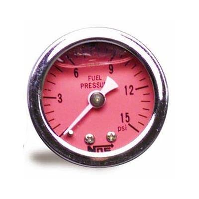 NOS Fuel Pressure Gauges 15905NOS Gauge, Pressure, 0-15 psi, 1 1/2 in., Analog, Mechanical, Red Face, Each