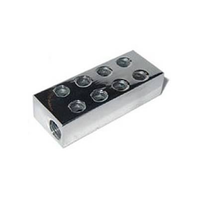 NOS Distribution Blocks 16750-C-SNOS Block, Nitrous Oxide, Siamese, Billet Aluminum, Polished, Dual Inlets/Sixteen Outlets, Each