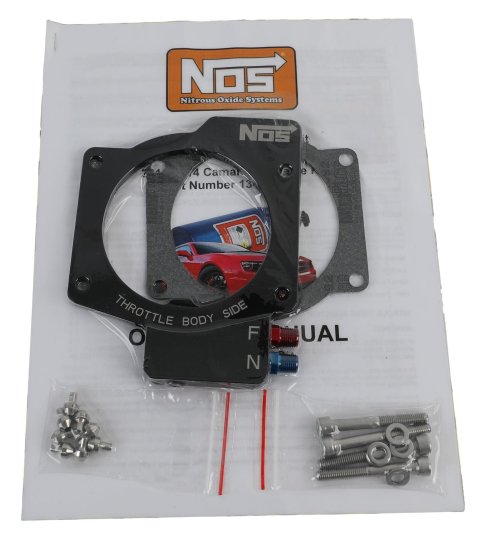 NOS Nitrous Plates 13436NOS Oxide Plates, Wet, 90mm Throttle Body Plate, Longer Bolts, Jets for 75 to 150 Horsepower, Aluminum, Black Anodized, Chevolet, LS3, Kit