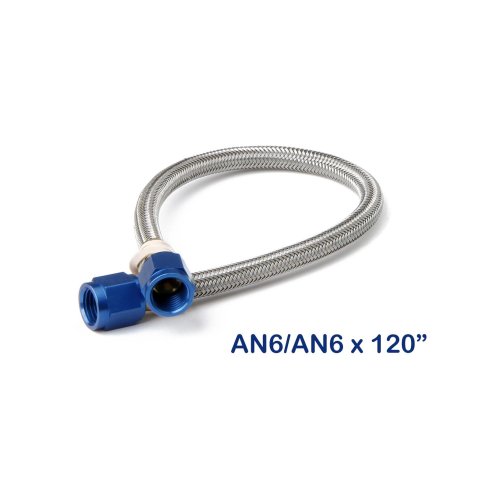 NOS Stainless Steel Braided Hoses 15460NOS Hose, Steel, -6 AN Female End, Blue, -6 AN Female End, Blue, 10 ft. Length, Each