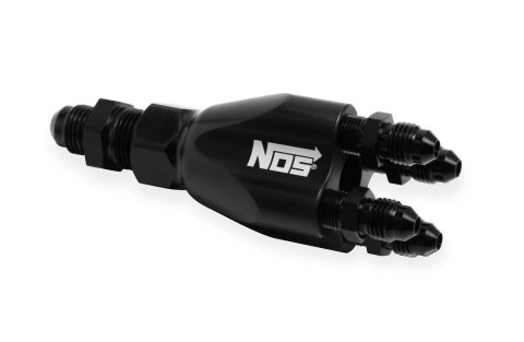 NOS Distribution Blocks 16752NOS Block, Nitrous Oxide, Showerhead, Aluminum, Black Anodized, Includes Fittings, Single Inlet/Four Outlets, Each