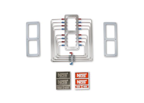 NOS Blower Injector Plates 13350-CNOS Nitrous Plate, Aluminum, Black, Blower, Square Flange, Dual 4-Barrel Carburetor, Kit