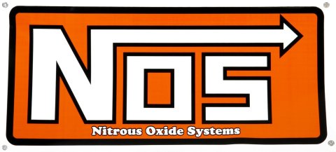 NOS Banners 19302NOS Banner, Logo, Red, Vinyl, 38 in. Length x 18 in. Width, with Grommets, Each