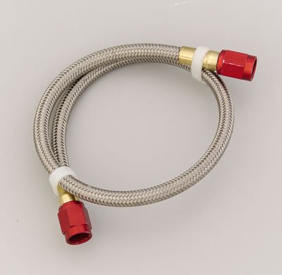 NOS Stainless Steel Braided Hoses 15341NOS Hose, Steel, -4 AN Female End, Red, -3 AN Female End, Red, 12 in. Length, Each