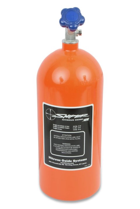 NOS 10 lbs. Nitrous Bottle 14740NOS Bottle, lbs., Aluminum, Orange, Each