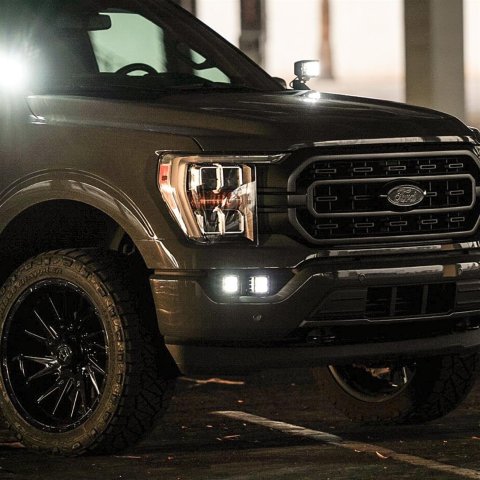 Rigid Industries D-Series Mounting Brackets 46739 Light Mount Brackets, Mount Brackets, Mounts Four Light Pods in Factory Fog Light Position, Stainless Steel, Black, Ford, Pair