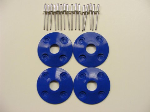 Dominator Hood Pin Scuff Plates DOM-1202-BL Blue - 4 and 16 rivets