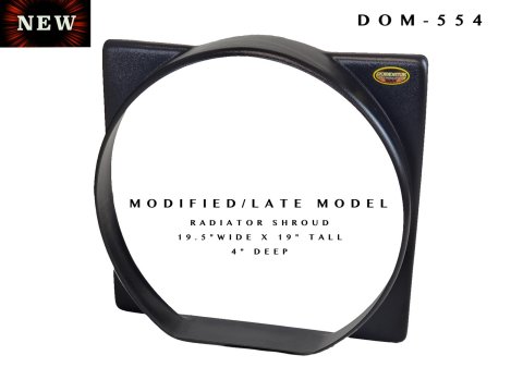 Dominator Radiator Shrouds DOM-554 Fan Shroud, Late Model Modified, Bolt-On, Single Fan, 19.00 in. Height, 19.50 in. Width, 4.00 in. Thickness, Plastic, Black, Each