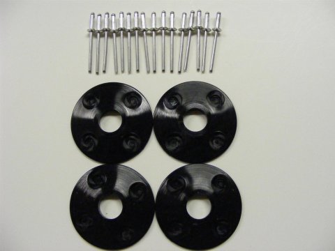 Dominator Hood Pin Scuff Plates DOM-1202-BK Black - 4 and 16 rivets