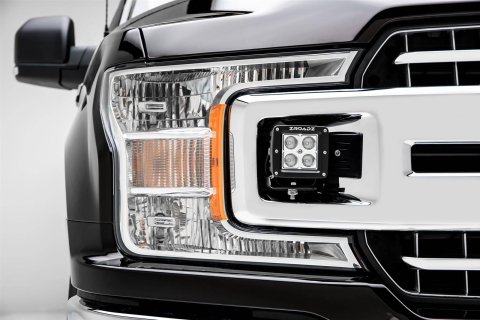 ZROADZ - Bumper Accessories for 2018-2020 F-150 Z415751-KIT 2018- Ford XLT/Sport/Super Crew Only OEM Main Grille Side LED Light Bar Mounts (Black) – Includes (2) 3" Cube Lights, and Universal W