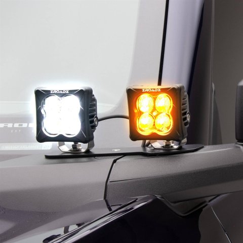 ZROADZ A-Pillar LED Pod Light Kits Z365401-KIT4AW Pods, Kit with 3 Inch White and Amber Lights, Ford Bronco, Kit