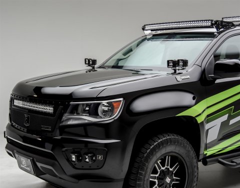 ZROADZ Auxiliary Light Mounting Brackets for 2015-2020 COLORADO - Z322671 2015-2016 CHEVROLET COLORADO: Front Bumper Fog Lamp Openings LED Mounts to mount Two 3" Zroadz Square Cube LED Pod Work Lights or Similar S