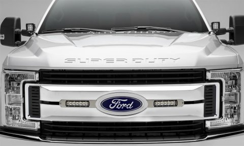 ZROADZ - Grilles and Grille Inserts for 2017-2019 F-250 SUPER DUTY, F-350 DUTY Z415573-KIT 2017-2017 FORD /350 OEM LED Light Bar Mounts (Brushed) Includes Two 6" Zroadz Slim Single Row LED Light Bars wire harness-