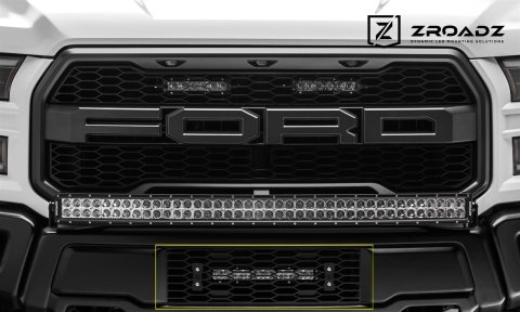 ZROADZ - Grilles and Grille Inserts for 2017-2020 F-150 Z415661-KIT 2017 Ford Raptor OEM Lower LED Light Bar Mounts (Black) Includes (1) 10" Slim Single Row LED Light Bar Wire Harness- Install