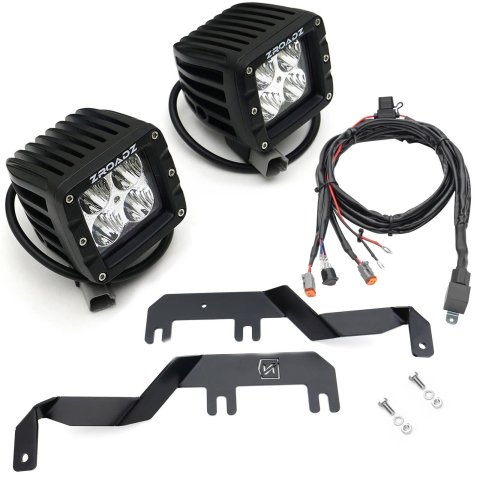 ZROADZ Hood Hinge LED Pod Light Kits Z365471-KIT2 2017-2017 FORD F250/F350: Hinges Bar Mount KIT - By A Pillar - with Two 3" Cube Led Work Lights (Includes Universal Wiring Harness) - B