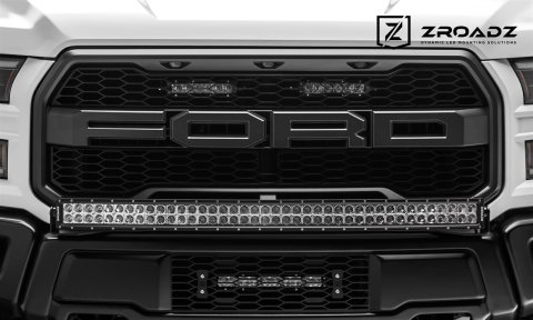 ZROADZ - Grilles and Grille Inserts for 2017-2020 F-150 Z415651-KIT 2017 Ford Raptor OEM Main LED Light Bar Mounts (Black) Includes Two 6" Slim Single Row LED Light Bars Universal Wire Harness